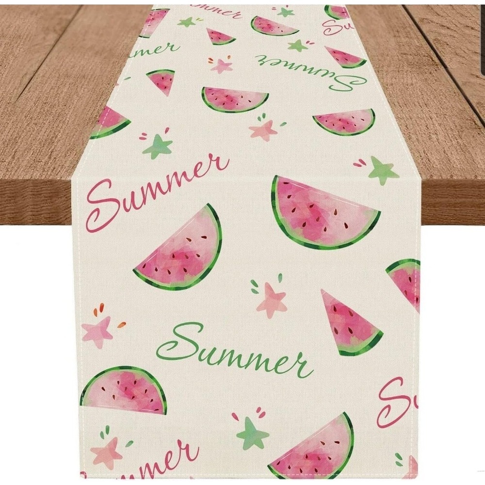 Summer Table Runner Pink Watermelon Star Table Runners Size: 13 in. x 72 in. New